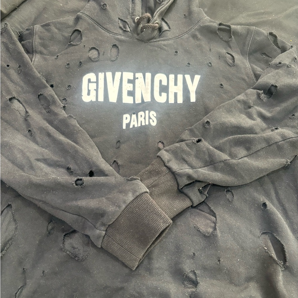 Givenchy Black Hoodie with White Logo Print